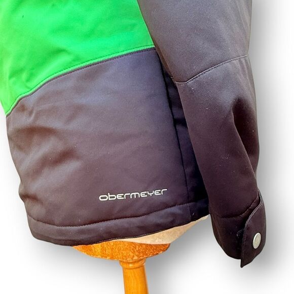 Obermeyer Ski Jacket Women's 10 Black Neon Pink & Green Full Zip Hooded Coat - Picture 9 of 15